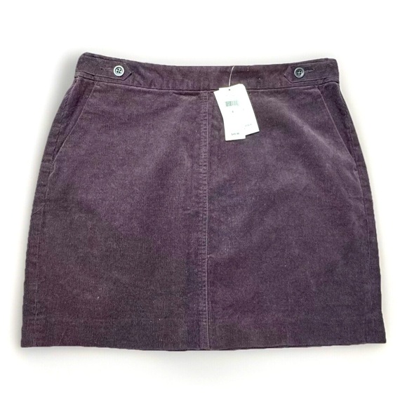 NWT Banana Republic Plum Purple Corduroy mini skirt Sz 4 button accent pockets - Picture 1 of 8